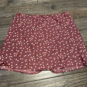 Wild Fable Burgundy Floral Mini Skirt